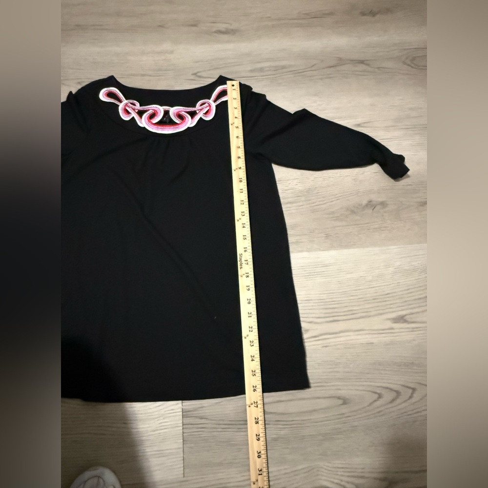 Bob Mackie Top Womens Small Black Embroidered 3/4 Sleeve Pullover NWT - Picture 4 of 6